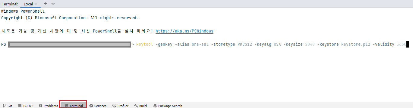 intellij 터미널